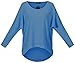 UGET Women's Sweater Casual Oversized Baggy Off-Shoulder Shirts Batwing Sleeve Pullover Shirts Tops L Multicolor Blue