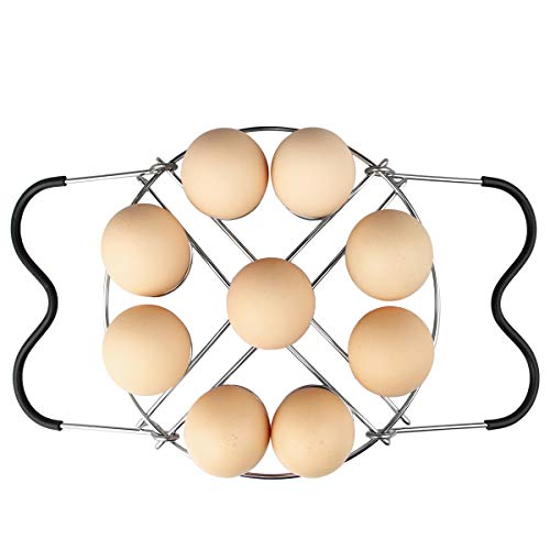 Aiduy Egg Steamer Rack Trivet with Heat Resistant Silicone Handles for Instant Pot Accessories 6 qt 8 Quart, Stainless Steal Kitchen Trivet Steam Rack Steaming Holder Pressure Cooker Accessories - Thumbnail 3