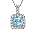 VIR JEWELS 0.85 cttw Pendant Necklace, Blue Topaz Cushion Cut Pendant Necklace for Women in .925 Sterling Silver with Rhodium, 18 Inch Chain, Prong Setting