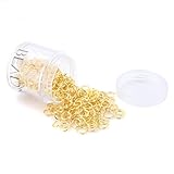 BEADNOVA 300pcs 6mm 22K Gold Plated Brass Round Open Jump Ring with Plastic Acrylic Jar Container For Jewelry Making