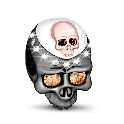 GNOCE Women's Skull Charm for Bracelets 925 Silver Charm Bracelets Charm for Women fit US European Bracelets Necklaces (Double Skulls)