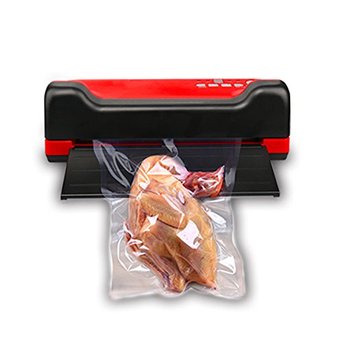 Wotefusi Vacuum Sealer Machine Automatic Bags Sealing Machine for Household Dry/Wet Food Storage 110V-220V Black & Red