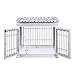 unipaws Pet Crate End Table with Pet Bed, Wooden Wire Dog Kennels with Double Doors, Modern Design Dog House Indoor Use, Whitethumb 4