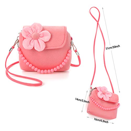 Hifot Kids Jewelry Little Girls Plush Handbag Necklace Bracelet Ring Hair Clips Set, Jewelry Party Favors Gift for Dress up Pretend Play