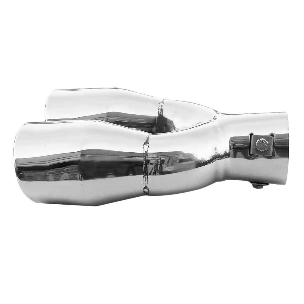 Double Dual Twin Exhaust Tip Trim Car End Pipe Tail Sport Muffler Stainless Steel Chrome Universal