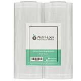 Nutri-Lock Vacuum Sealer Bags. 2-Pack 8"x50' Commercial Grade Food Saver Bags Rolls. Nutri-lock Bags Work with Foodsaver. Perfect for Sous Vide.