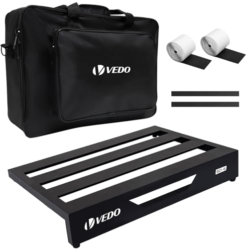 VEDO Pedalboard para guitarra, liga de alumínio, 0,9 kg, ultraleve, 45,7 cm x 31,8 cm, com estojo de transporte, tamanho padrão de 45,7 cm (inclinado), inclui velcro e abraçadeiras.