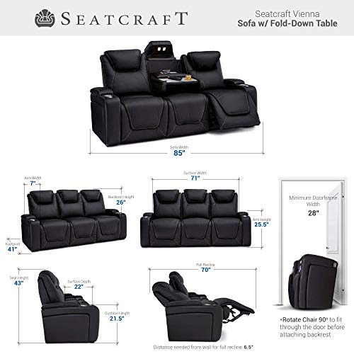 Seatcraft Vienna Home Theater Seating Top Grain Leather Power