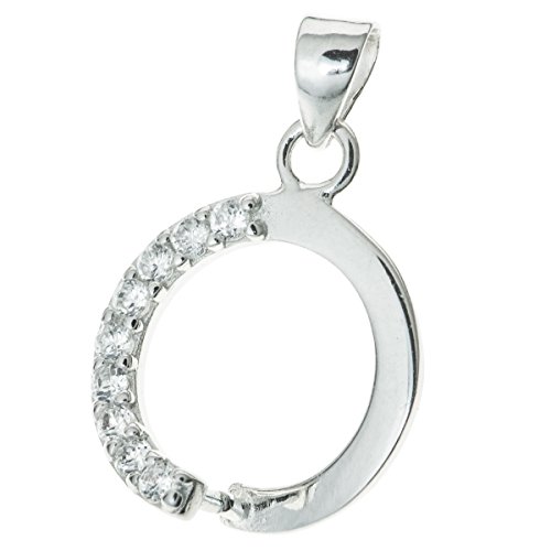 1 pc Rhodium on .925 Sterling Silver Bail Cz Crystal Round Pendant Connector Dangle Clasp/Findings/Bright