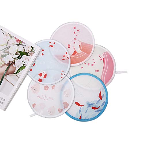 MeiMeiDa 10 PCS Round Foldable Fan Pocket Folding Fans with Pouch, Collapsible Fans Handheld for Everybody at The Party as Dec or Goody Bags Fillers and Generate a Breeze for Yourself in Summer