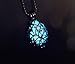 Silver Plating Vintage Waterdrop Hollow Flower Pendant Necklace Glow in The Dark Jewelry N302-12