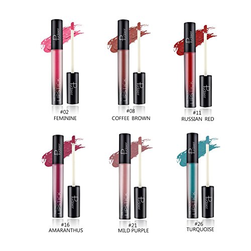 Lip Gloss Set 6 Colors, PUDAIER Waterproof Long Lasting Matte Liquid Lipstick Beauty Lip Gloss (6PCS)