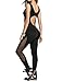 eshion Women Yoga Dance Sports Fitness Overalls Bodysuit Sleeveless Backless Mesh Patchwork Long Jumpsuit