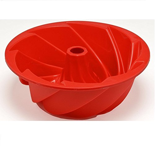 HOSL Red Large Spiral shape Bundt Cake Pan Bread Chocolate Bakeware Silicone Mold