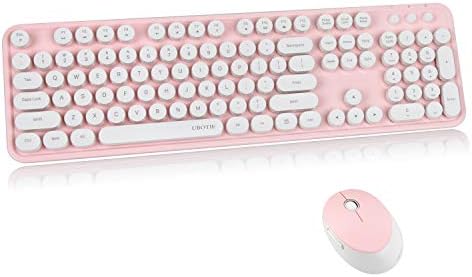 UBOTIE Colorful Computer Wireless Keyboard Mouse Combos, Typewriter