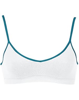 Girls' Cami Strap Wirefree Bra 2-Pack_White/Blue Twill_L