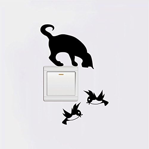 wonder4life The Cat Catches The Birds Light Switch Stickers Skateboard Graffiti Laptop Luggage Car Decal 15 cm