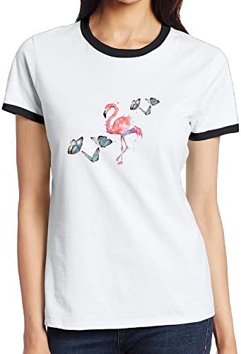 Xinqujiank Uangdglu Flamingos Women's Color Short-sleeved Round Collar T-shirt