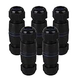 CNBTR RJ45 Coupler Waterproof Ethernet LAN IP68 Cable Wire Connector Protection M25 Gland No Shielded Double Cable Use for Outdoor LED Equipment Pack of 5
