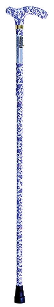 Aidapt Patterned Fold Down Adjustable Height Lightweight Walking Stick with Anti Slip Ferrule Foot for Stability and Confidence when Walking. Supplied with a Hanging Carry Strap and Handle.
