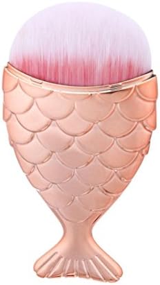 Wakeu Rose Gold Mermaid Make Up Brush Foundation Powder Cream Eyebrow Eyeliner Blush Cosmetic Concealer Oval Brush Single (01)