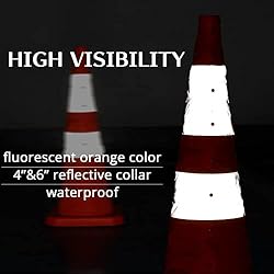 4 Pack 28 inch Collapsible Traffic Cones with LED