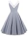 GownTown Womens 1950s Vintage Dress V-Neck Dresses Swing Stretchy Dresses, X-Large, Grey