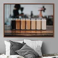 Framed Canvas Wall Art Coffee Gradients Dark Drinks Farmhouse/Country Group Multicolor Photography Realism Tea - 16x24 inches
