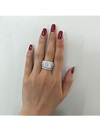 Wuziwen 4Ct Halo Engagement Rings Wedding Set for Women Sterling Silver Cross Cut AAA Cz Size 5-12