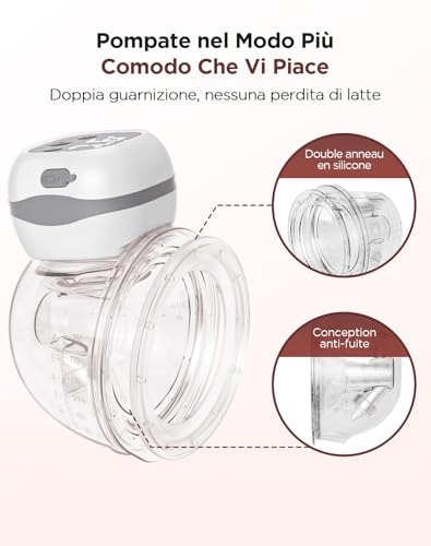 Haokoo Portable Wearable Electric Breast Pump, 201g Lightweight Baby Electric Milk Puller for Home/Travel/Work, Quick Installation 5s, 3 Modes and 12 Levels, BPA Free, 2 Pieces