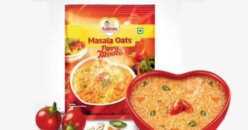 Saffola Spicy (Masala) Oats, Ready in 3 Minutes, 3 Different Flavors - Classic Masala, Peppy Tamato and Veggie Twist , Delicious Healthy Breakfast - Pack of 6 (2 Flavors Each) by Subhlaxmi Grocers
