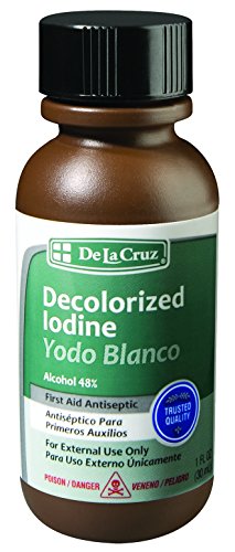 De La Cruz Decolorized Iodine First Aid Antiseptic, Made in USA 1 FL. oz.