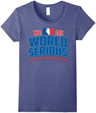 Womens "We Are World Serious" Champion Baseball Team T-shirt Large Heather Blue