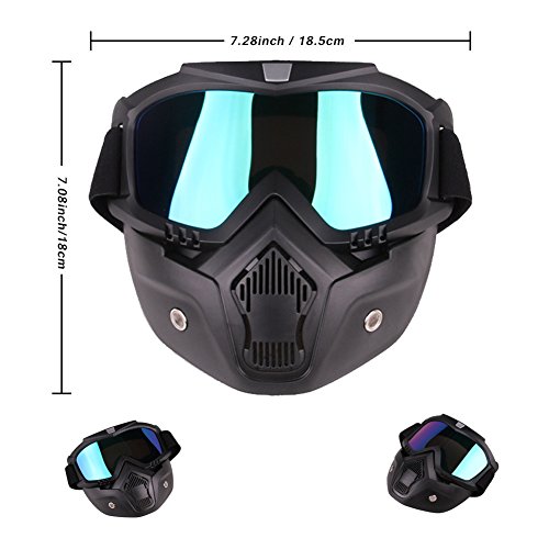 PiscatorZone Goggles Mask Tactical Goggles with Detachable Face Mask for Cycling Skiing Outdoor CS Paintball (Colorful)