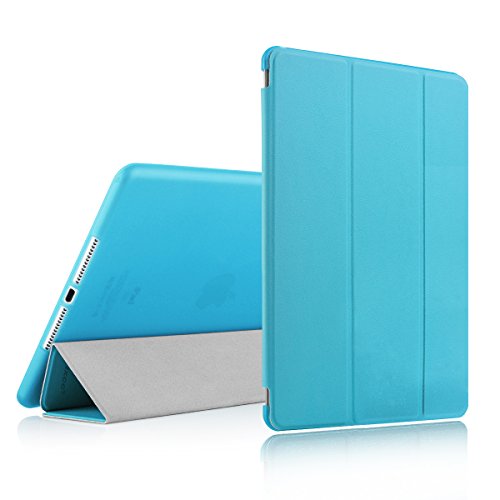 [Half Price Deal] iPad Air 2 Case , iXCC New Enhanced Tri-fold Stand Smart Case Cover with [Soft TPU Back] and Built-in Magnet for Auto Sleep / Wake Function - Blue