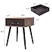 IWELL Mid-Century Nightstand, Wooden End Table with Drawer, Side Table for Small Spaces & Bedroom, Solid Wood Legs Decent Furniture, Brown