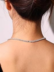 FANCIME Sterling Silver Created Aquamarine Tennis