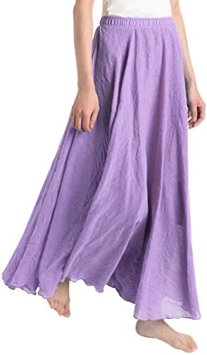 Weintee Women's Flowy Solid Ankle-Length Maxi Skirt US(00-16) Violet