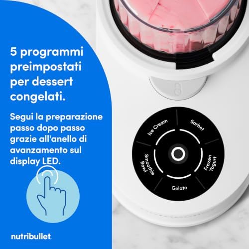 Chill – Gelatiera per Gelato, Sorbetto, Smoothie, Frozen Yogurt, Ice Cream, 5 Programmi Automatici, Macchina per Gelato, 3 Contenitori con Coperchio, Ideale per Famiglie, Bianca (NBD0503W)