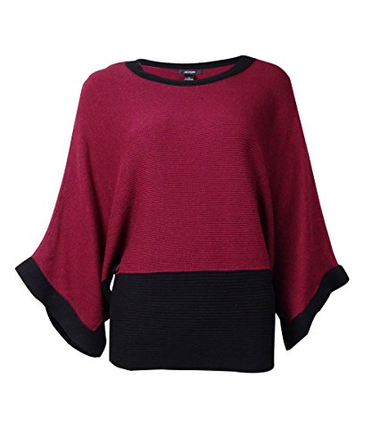 Alfani Women's Kimono Sleeve Colorblock Sweater (XS, New Burgundy Combo)
