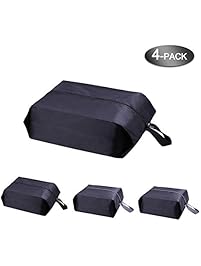 YAMIU Travel Shoe Bags Set of 4 Waterproof Nylon With Zipper For Men & Women (Black)