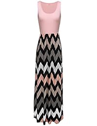 Vestido largo para dama, estilo bohemio, estilo imperio, chevron, informal, para la playa