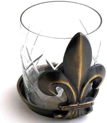 Bronze 3 1/2"H Fleur de Lis Votive Candle Holder with Glass Insert - Set of 3