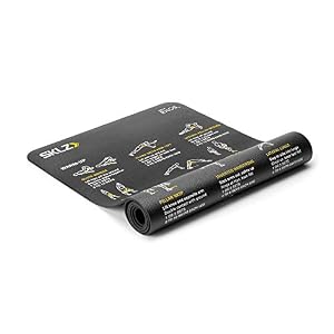 SKLZ Sport Performance Exercise Mat with Self-Guided Exercise Illustrations Black, 6 x 2-Feet x 1/4-Inch