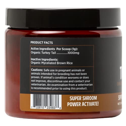 Super Snouts Turkey Tail Mushroom Supplement for Dogs & Cats (5.29 oz) Organic, Made in USA