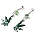 316l Surgical Steel 14g Green Gem Pot Marijuana Leaf Weed Pair Navel Ring Belly Button Bar