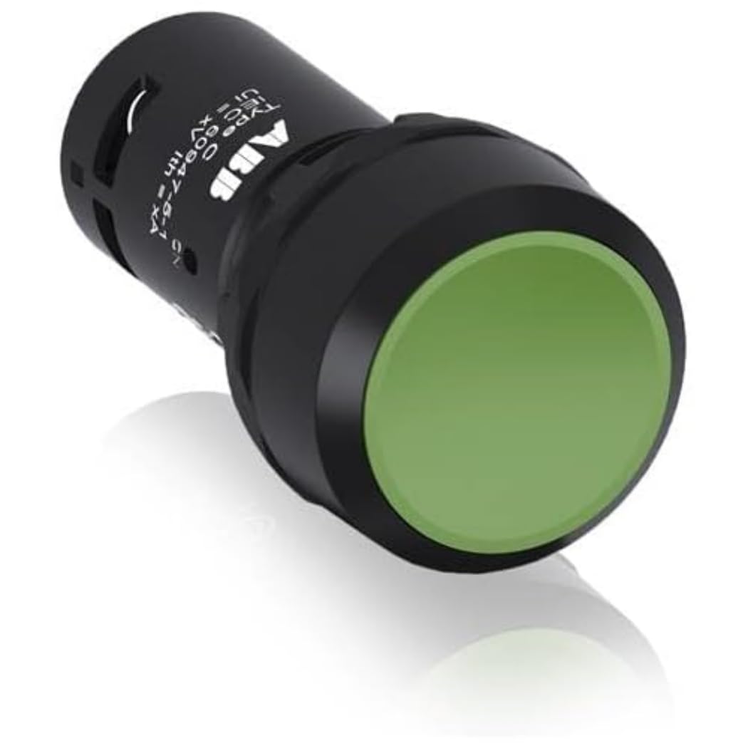 ABB CP1-10G-10 Compact Pushbutton, Momentary, Flush, Green, Non-Illuminated, Black Plastic, 1NO (ABB1SFA619100R1012)