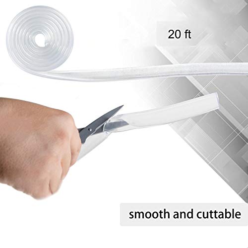 Cunina Transparent Table Edge Furniture Guard Corner Protectors Baby Safety Bumper Strip 1 Rolls 20ft(6m) with 4 Pack Baby Proofing Corner Guards