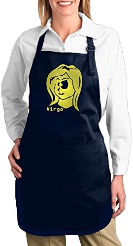 Zodiac Symbols Virgo Chef Kitchen Cooking And Baking Canvas Bib Apron With Pocket