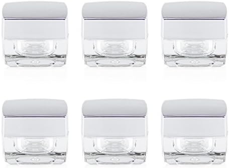 Cosmetic Acrylic Refillable best for cream 5ml. Silver PACK 6